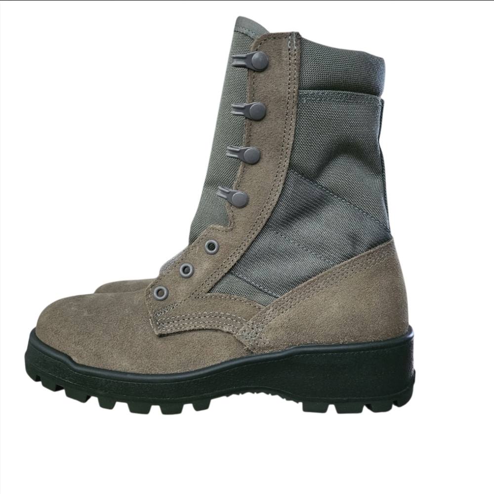 Military Combat Boots Green Waterproof High Top Hot Weather sz 5 New